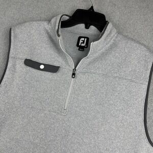 FootJoy Vest Mens Medium Gray Fleece 1/4 Zip Mock Neck Golf Sweater Pullover
